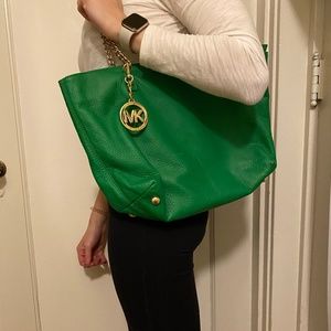 Michael Kors Green Leather Shoulder Bag